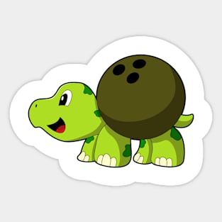 Turtle at Bowling with Bowling ball Sticker